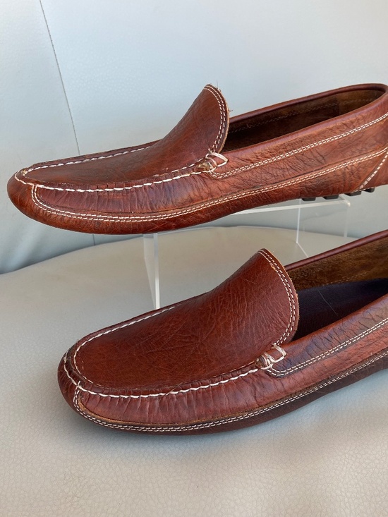 Duluth Trading Company Bison Leather Loafers Driving Moccasins Shoes 10W Brown main image 4